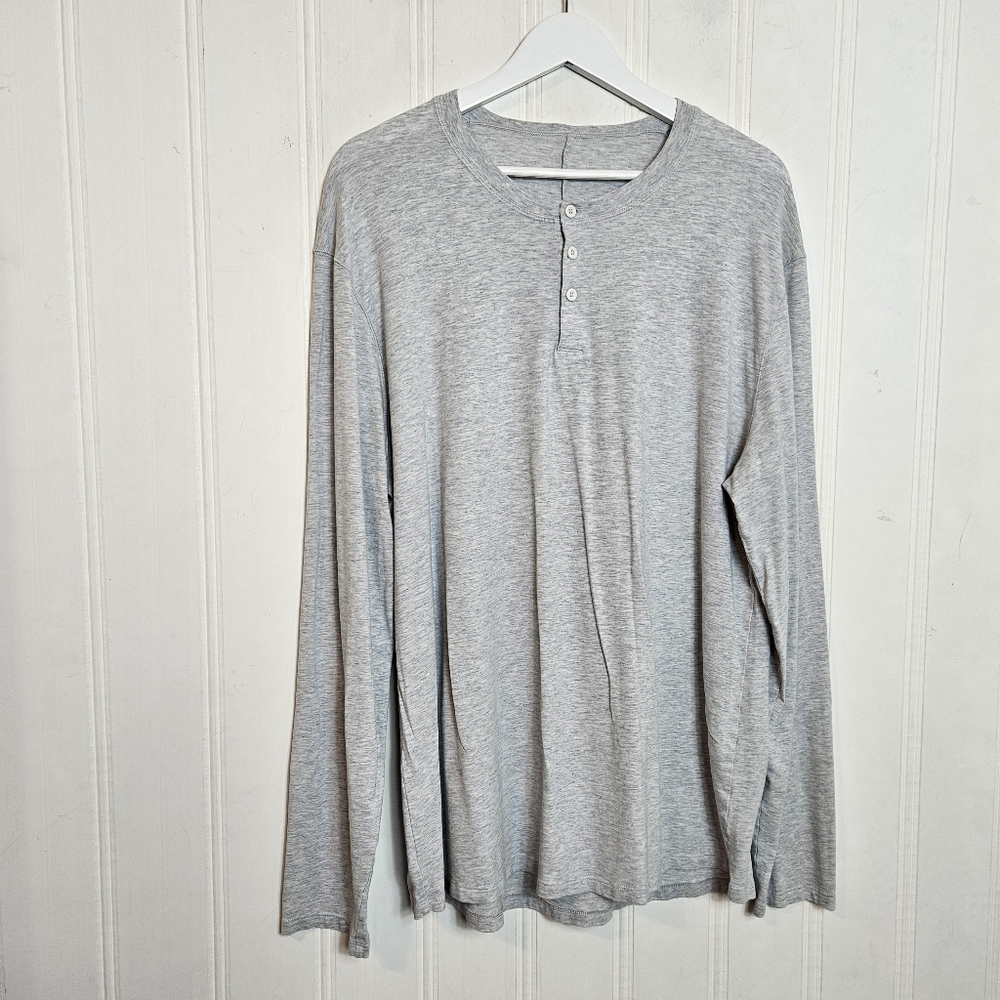 Lululemon Shirt Light Gray Basic Long Sleeve Henl… - image 2